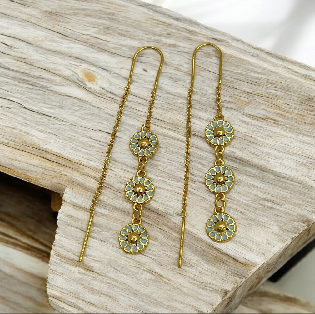 Feminine dangle øreringe, 18K Guld forgyldt med fine hjerter