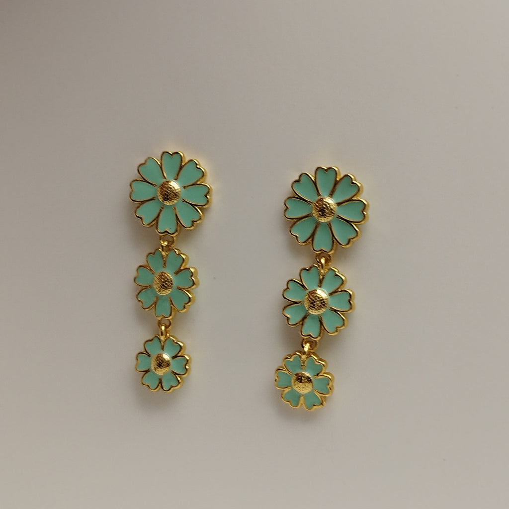 Feminin 18K Forgyldt blomster ørering emalje trendy pastel grøn