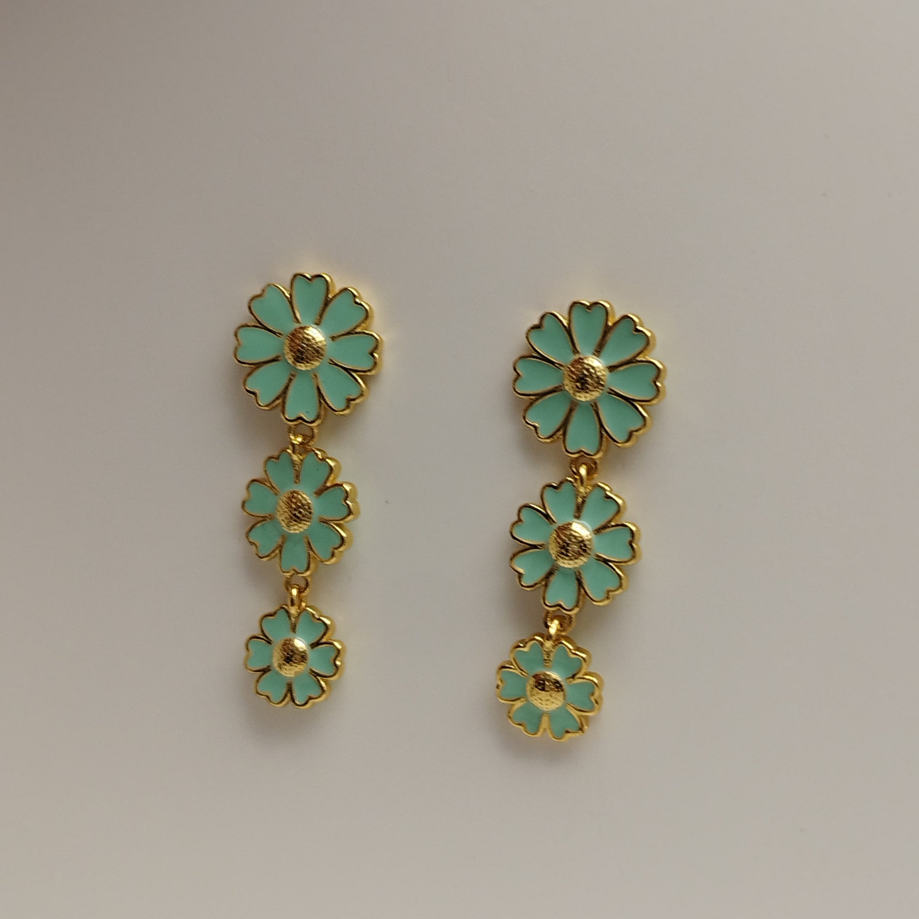 Feminin 18K Forgyldt blomster ørering emalje trendy pastel grøn