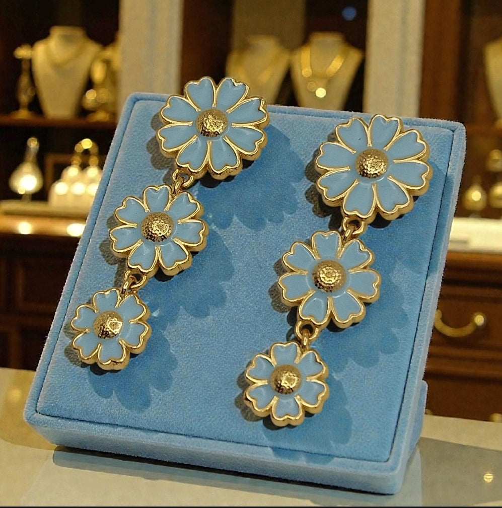 Unikke Feminine Drop øreringe hav bla 18K guld belagt 925 sølv nål Danish Design qute smuk