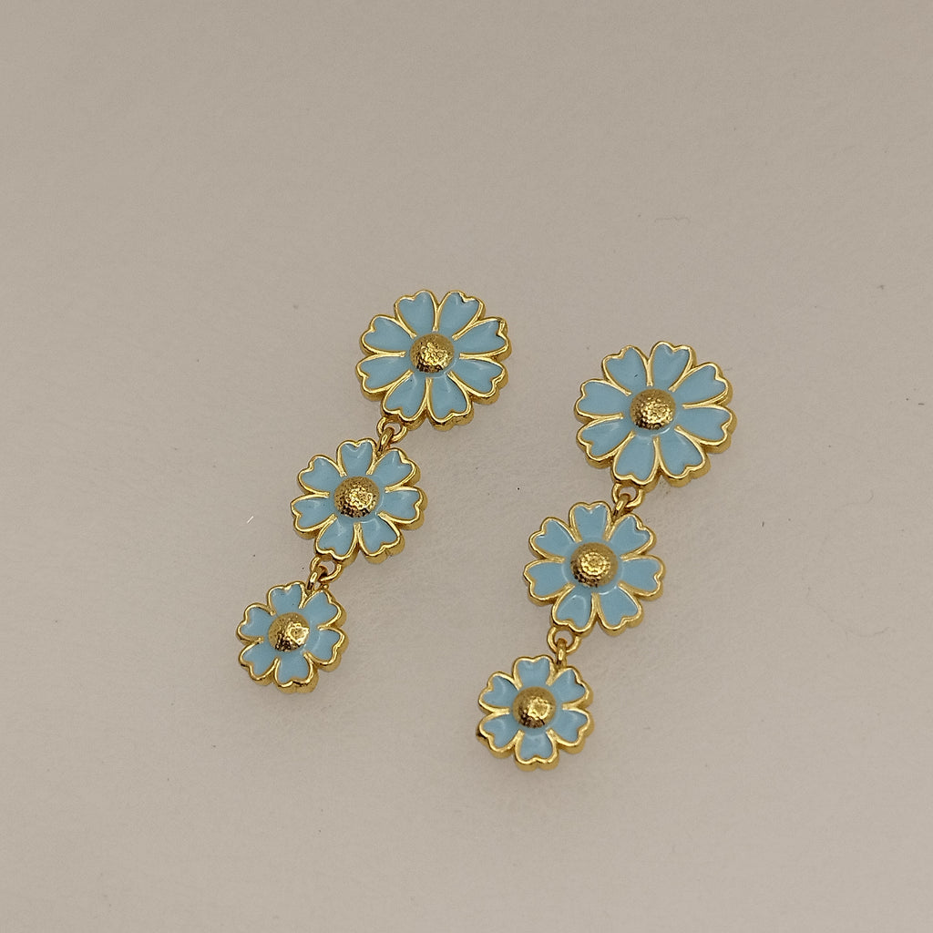 Feminin 18K Forgyldt øreringe 3 Blomster Drop