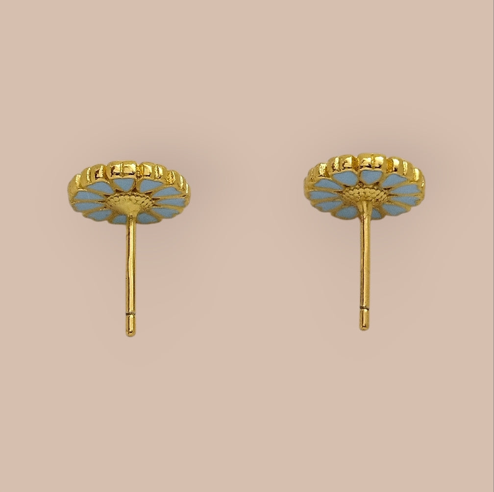 Blomster øreringe med hjerter, cool blå