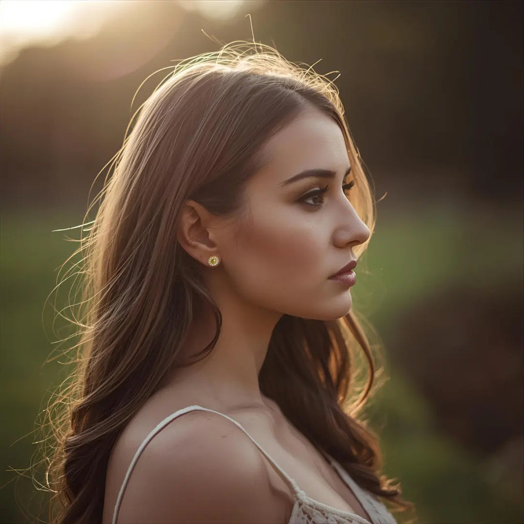 Smuk og Unik marguerit Feminin Vintage style øreringe 18K Gold Dipped Hvid emalje hjerter 10mm 925 sølv nål Danish Designt 