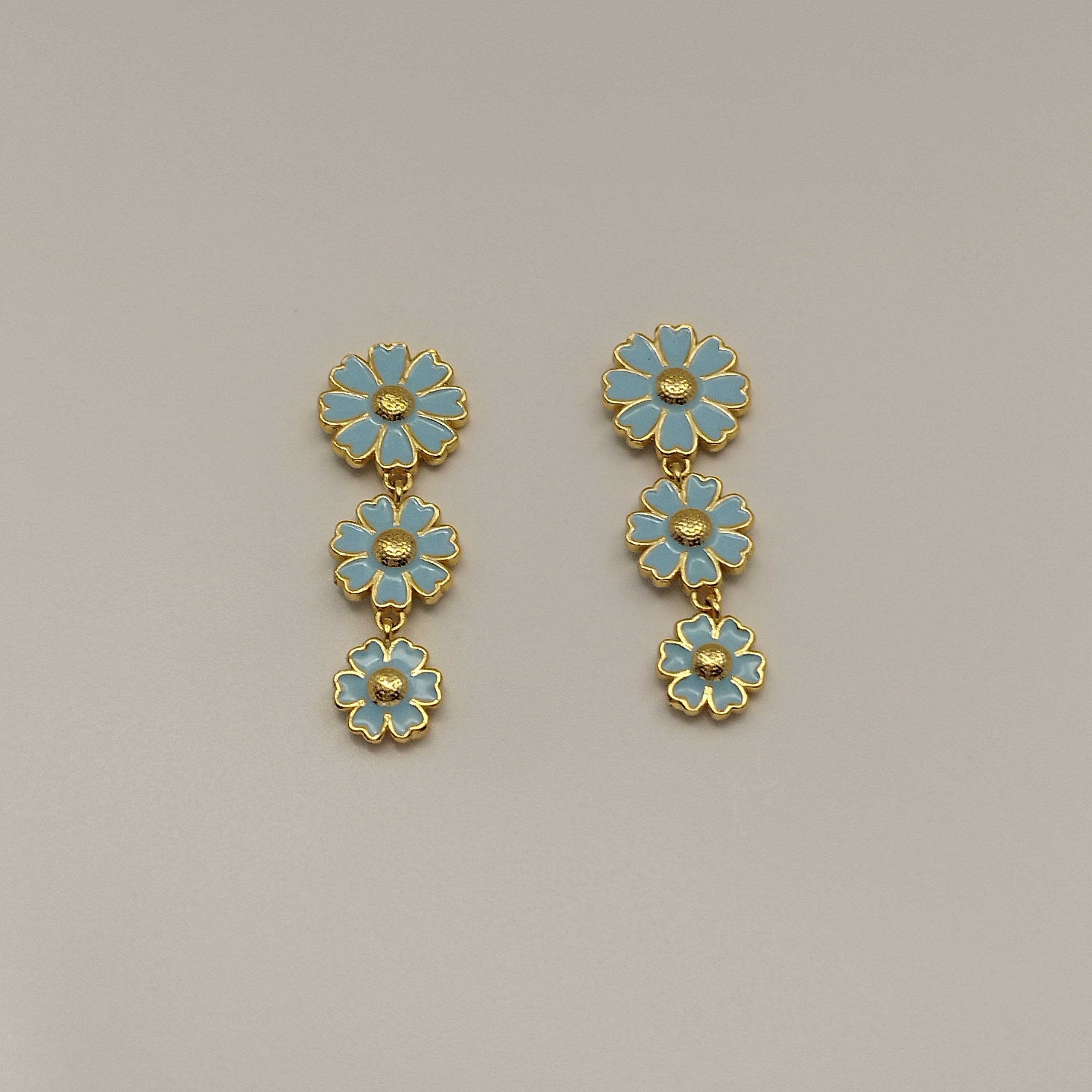 Unikke Feminine Drop Øreringe hav blå 18K guld belagt 925 sølv nål Danish Design qute smuk